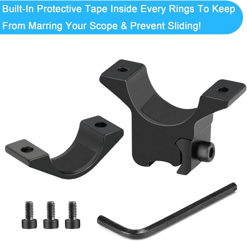 LONSEL 1'' Dovetail Scope Rings, 2 Pack High Profile or Medium Profile 1 Inch Scope Mount Rings for 11mm Dovetail Rails - Image 3